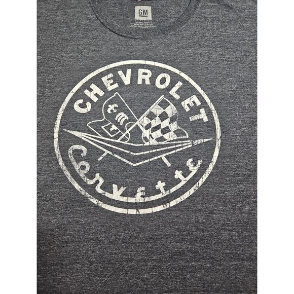 GM General Motors L Gray Chevrolet Corvette Gray Racing Flag Shirt - Picture 2 of 6
